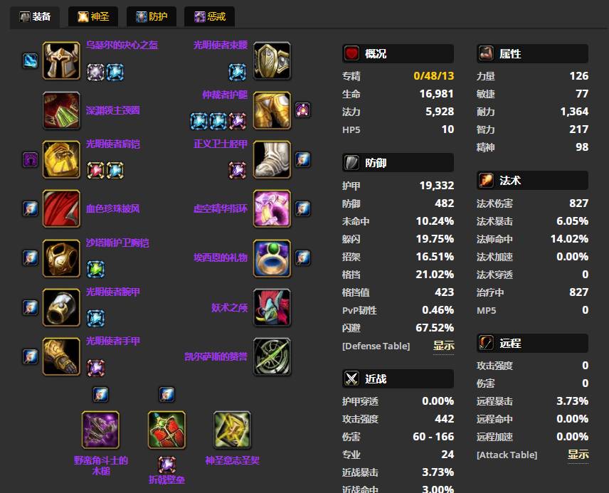 魔兽世界TBC怀旧服P5防骑BIS装备汇总